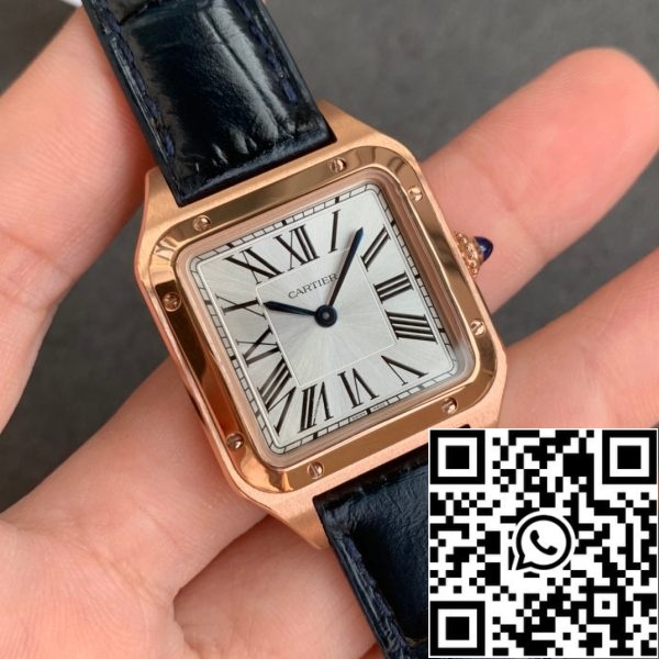 i1588063695 5043 1 Cartier Santos-Dumont WGSA0022 1:1 Best Edition F1 Factory Серебристый циферблат Черный ремешок