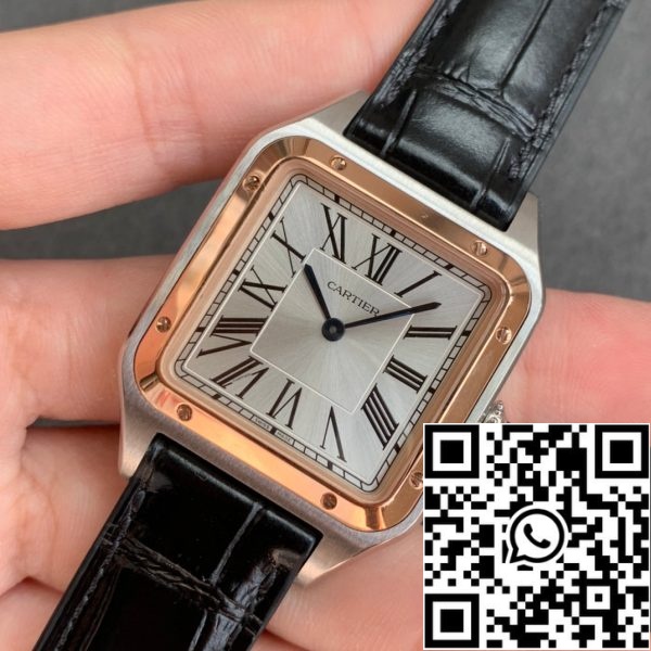 i1588063716 3944 2 Cartier Santos-Dumont WGSA0022 1:1 Best Edition F1 Factory Silbernes Gehäuse Schwarzes Armband