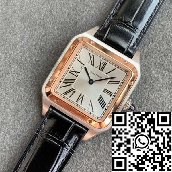 i1588063716 3974 8 Cartier Santos-Dumont WGSA0022 1:1 Best Edition F1 Factory Srebrna koperta Czarny pasek