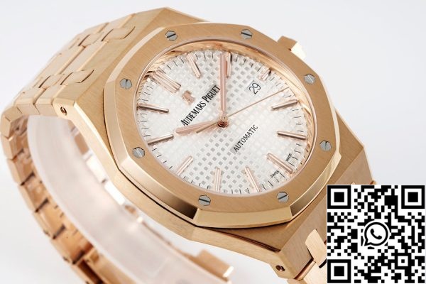 i1657198930 7339 4 Audemars Piguet Royal Oak 15400ST 1:1 Best Edition ZF Factory Λευκό καντράν ροζ χρυσό