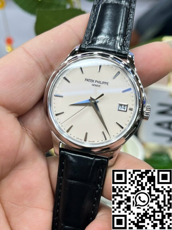 i1709302477 113 1 Patek Philippe Calatrava 5227G Quadrante bianco 1:1 Migliore edizione 3K Fabbrica Cinturino in pelle nera