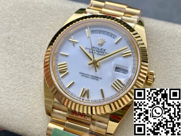 i1711828828 5373 0 Rolex Day Date 40 M228238-0042 Quadrante Bianco 1:1 Migliore Edizione Movimento AR 3255 di Fabbrica