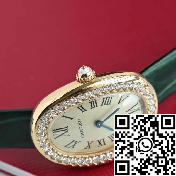 i1714101671 1716 3 Cartier Lady Baignoire 23.9mm WJBA0038 1: 1 Best Edition 18k Prawdziwe złoto i diamenty Zielony pasek