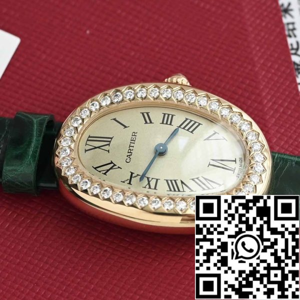 i1714101671 4967 8 Cartier Lady Baignoire 23.9mm WJBA0038 1: 1 Best Edition 18k Prawdziwe złoto i diamenty Zielony pasek