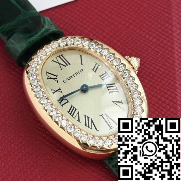 i1714101671 6763 6 Cartier Lady Baignoire 23.9mm WJBA0038 1:1 Mejor Edición 18k Oro auténtico y diamantes Correa verde