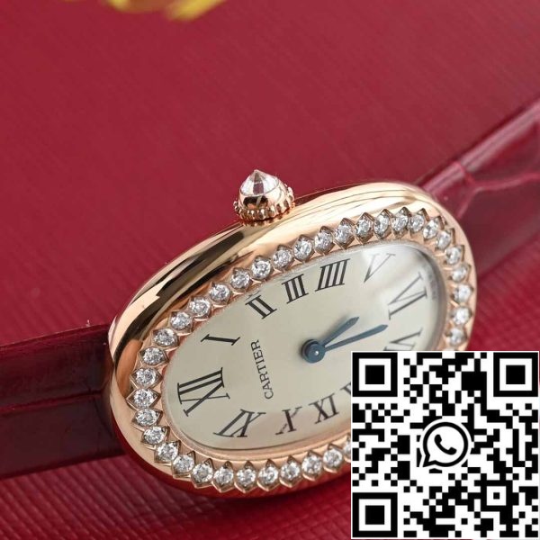 i1714101712 3400 5 Cartier Lady Baignoire 23.9mm CRWJBA0031 1:1 Best Edition 18k Настоящее золото и бриллианты Красный ремешок Версия