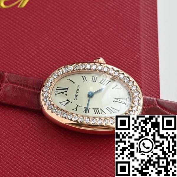 i1714101712 528 1 Cartier Lady Baignoire 23.9mm CRWJBA0031 1:1 Mejor Edición 18k Oro auténtico y diamantes Correa roja Versión