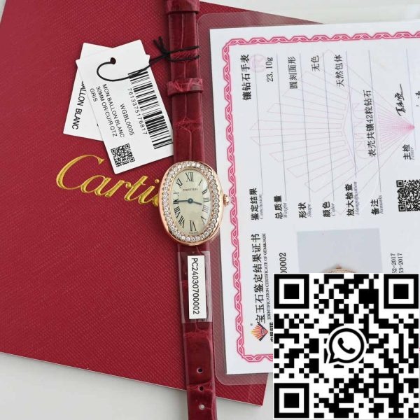 i1714101712 720 6 Cartier Lady Baignoire 23.9mm CRWJBA0031 1:1 Best Edition 18k Real gold and diamonds Red Strap Version