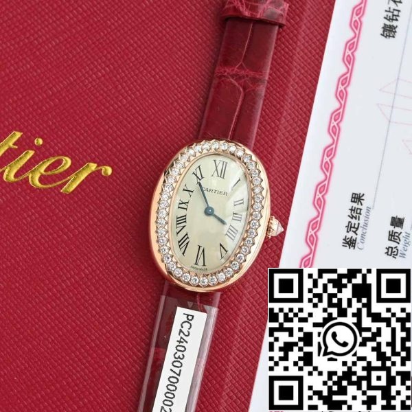 i1714101712 8071 7 Cartier Lady Baignoire 23,9 мм CRWJBA0031 1:1 Best Edition 18k Настоящее золото и бриллианты Красный ремешок Версия