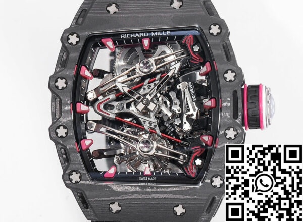 i1715075506 4113 3 Richard Mille Bubba Watson Tourbillon RM38-02 1:1 Best Edition Fekete szénszálas tok, tépőzáras szövetszíj