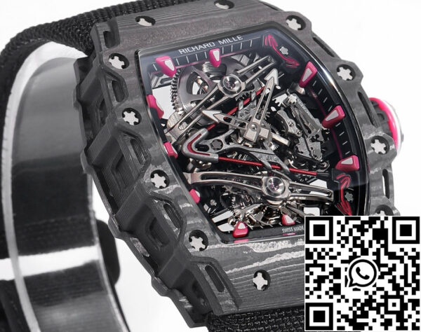 i1715075506 417 2 Richard Mille Bubba Watson Tourbillon RM38-02 1:1 Best Edition Black Carbon Case Velcro Fabric Strap