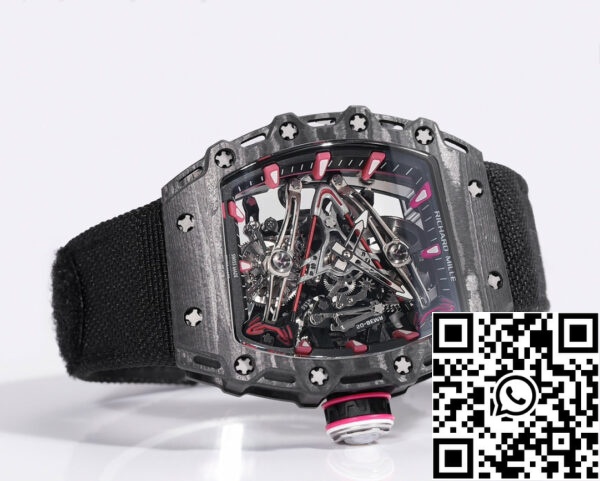 i1715075506 5914 1 Richard Mille Bubba Watson Tourbillon RM38-02 1:1 Best Edition Boîtier en carbone noir Bracelet en tissu velcro