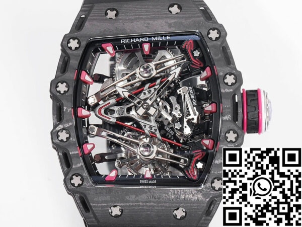 i1715075811 2105 6 Richard Mille Bubba Watson Tourbillon RM38-02 1:1 Best Edition Caja de carbono negro Correa de caucho