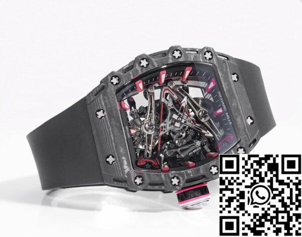 i1715075811 5003 0 Richard Mille Bubba Watson Tourbillon RM38-02 1:1 Best Edition Black Carbon Case Rubber Strap