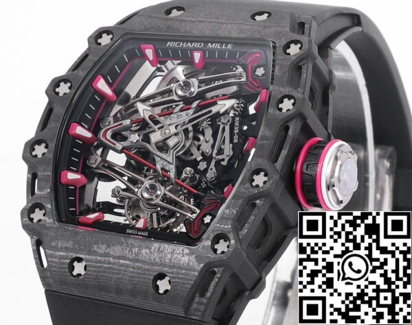 i1715075811 5404 1 Richard Mille Bubba Watson Tourbillon RM38-02 1:1 Beste Editie Zwart Carbon Kast Rubber Band