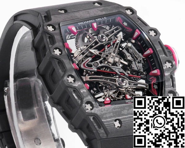 i1715075811 664 3 Richard Mille Bubba Watson Tourbillon RM38-02 1:1 Best Edition Cassa in carbonio nero Cinturino in gomma