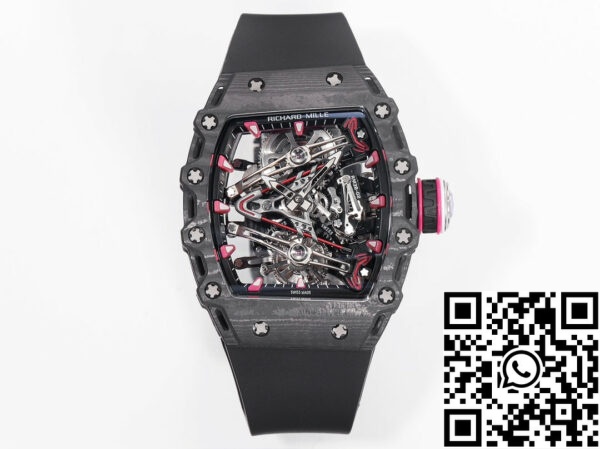 i1715075811 7303 8 Richard Mille Bubba Watson Tourbillon RM38-02 1:1 Best Edition Caixa em carbono preto Bracelete em borracha