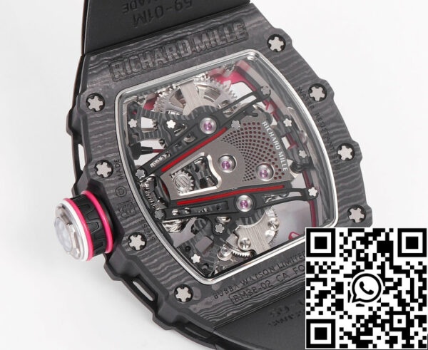 i1715075811 8388 7 Richard Mille Bubba Watson Tourbillon RM38-02 1:1 Best Edition Caixa em carbono preto Bracelete em borracha