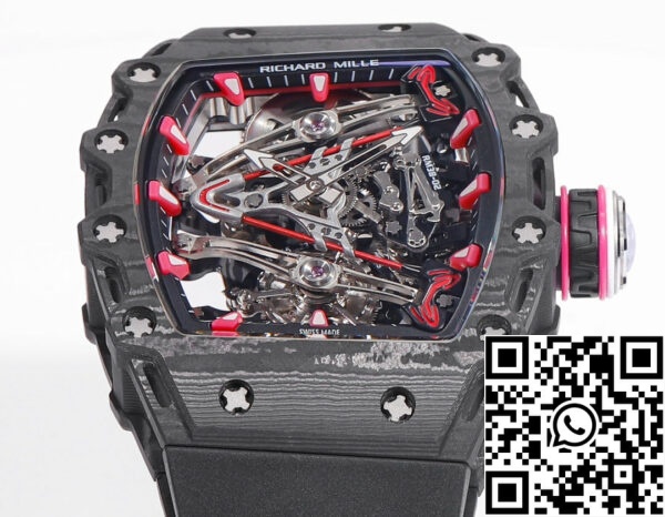 i1715075811 9352 4 Richard Mille Bubba Watson Tourbillon RM38-02 1:1 Best Edition Cassa in carbonio nero Cinturino in gomma