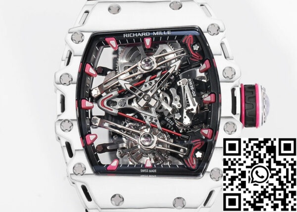 i1715076292 4904 4 Richard Mille Bubba Watson Tourbillon RM38-02 1:1 Best Edition Caixa em carbono branco Bracelete em borracha preta