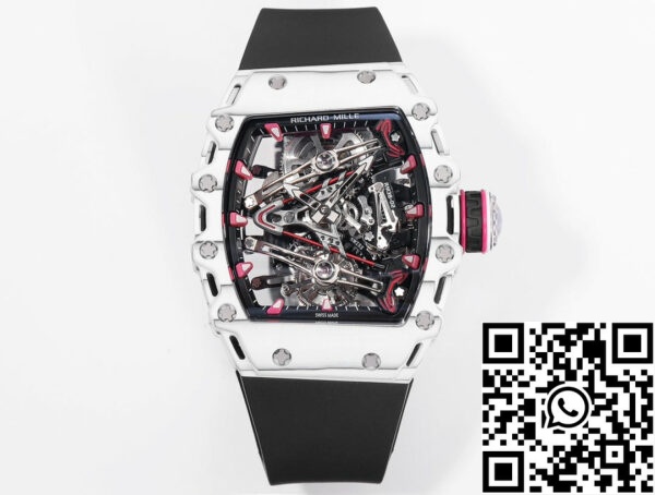 i1715076292 604 0 Richard Mille Bubba Watson Tourbillon RM38-02 1:1 Best Edition Weißes Carbongehäuse Schwarzes Kautschukarmband