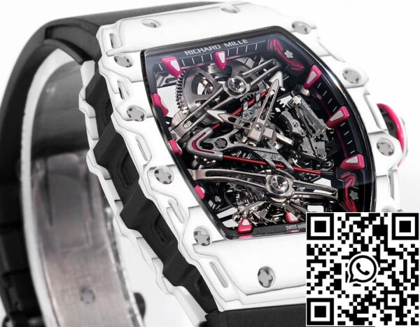 i1715076292 7601 7 Richard Mille Bubba Watson Tourbillon RM38-02 1:1 Best Edition White Carbon Case Black Rubber Strap