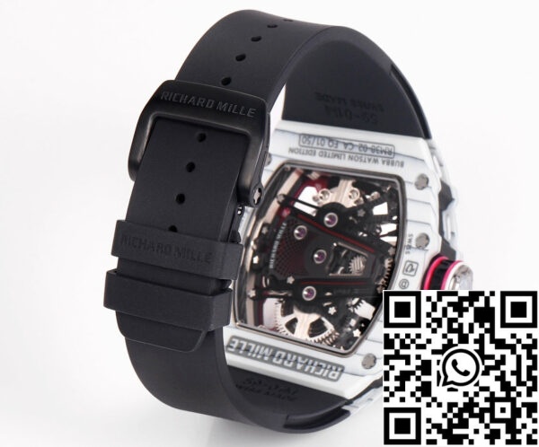 i1715076292 9478 8 Richard Mille Bubba Watson Tourbillon RM38-02 1:1 Best Edition Fehér karbon tok Fekete gumiszíj