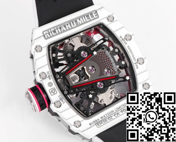 i1715076368 2473 0 Richard Mille Bubba Watson Tourbillon RM38-02 1:1 Mejor Edición Blanco Carbono Caja velcro Correa