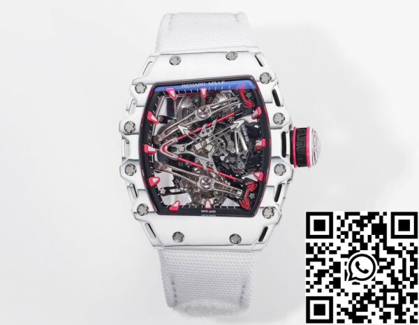 i1715076368 291 8 Richard Mille Bubba Watson Tourbillon RM38-02 1:1 Best Edition White Carbon Case velcro Strap