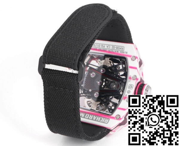 i1715076669 3133 6 Richard Mille Bubba Watson Tourbillon RM38-02 1:1 Best Edition tépőzáras szövet fekete szíjjal