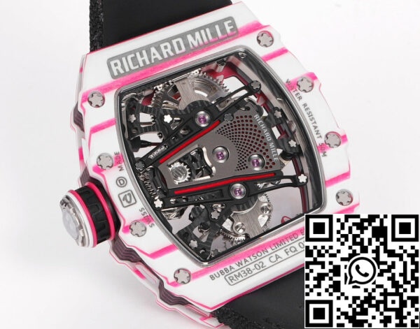 i1715076669 6262 5 Richard Mille Bubba Watson Tourbillon RM38-02 1:1 Best Edition tépőzáras szövet fekete szíjjal