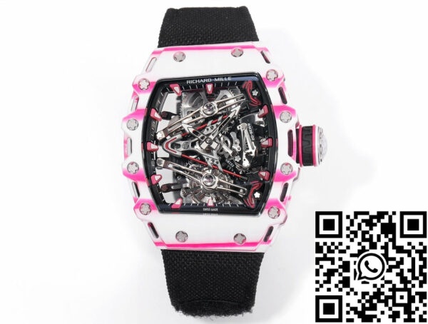 i1715076669 9614 8 Richard Mille Bubba Watson Tourbillon RM38-02 1:1 Best Edition tépőzáras szövet fekete szíjjal