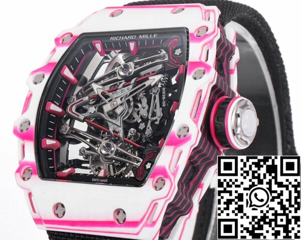 i1715076669 9621 0 Richard Mille Bubba Watson Tourbillon RM38-02 1:1 Best Edition tépőzáras szövet fekete szíjjal