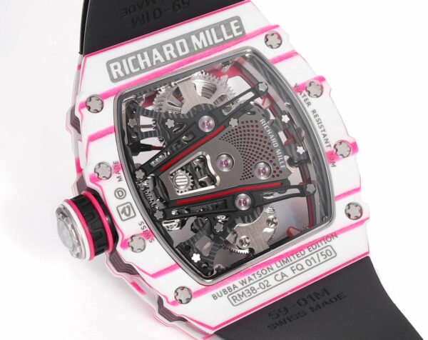 i1715076738 5073 8 Richard Mille Bubba Watson Tourbillon RM38-02 1:1 Mejor Edición Negro Correa de caucho