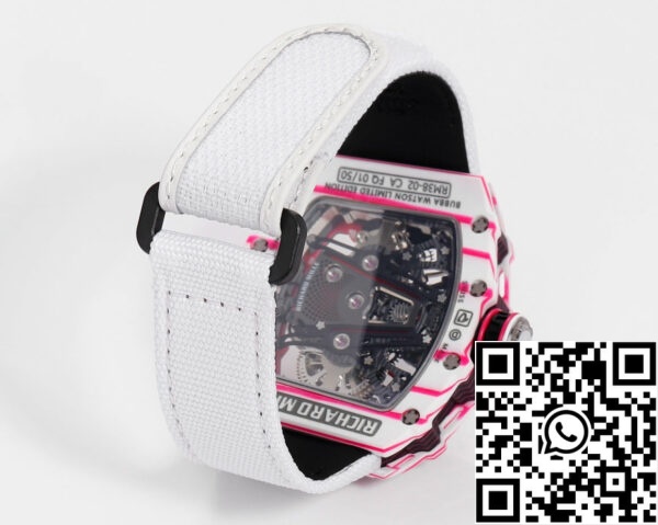 i1715077459 4929 0 Richard Mille Bubba Watson Tourbillon RM38-02 1:1 Best Edition szövet tépőzáras fehér szíjjal