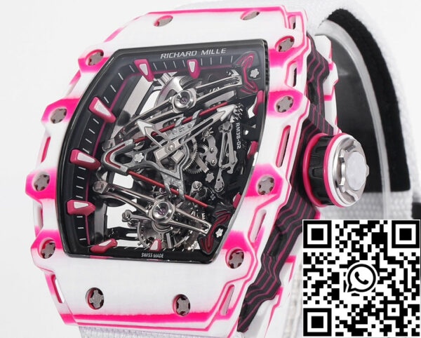 i1715077459 8266 0 Richard Mille Bubba Watson Tourbillon RM38-02 1:1 Best Edition szövet tépőzáras fehér szíjjal