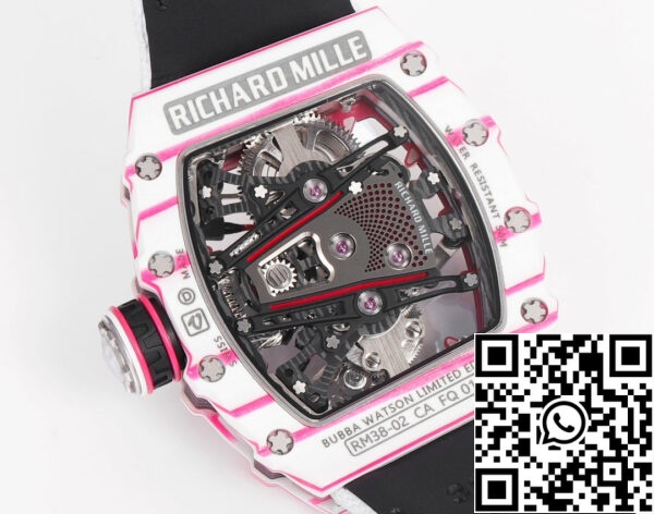 i1715077459 8942 0 Richard Mille Bubba Watson Tourbillon RM38-02 1:1 Best Edition szövet tépőzáras fehér szíjjal