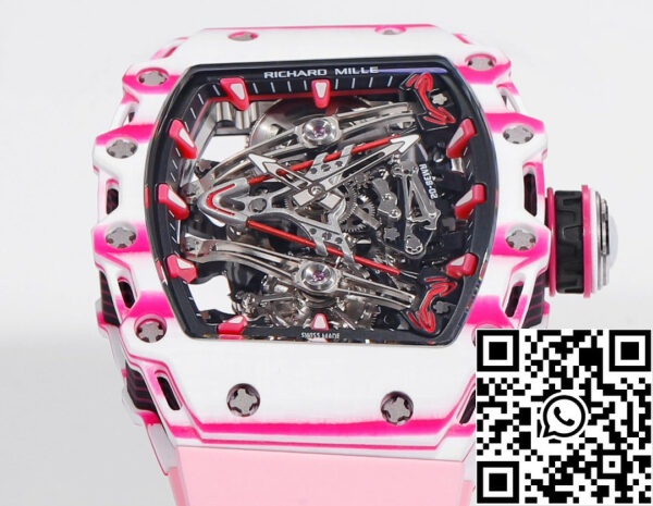 i1715077651 3103 4 Richard Mille Bubba Watson Tourbillon RM38-02 1:1 Best Edition rózsaszín gumiszíjjal, rózsaszínű gumiszíjjal