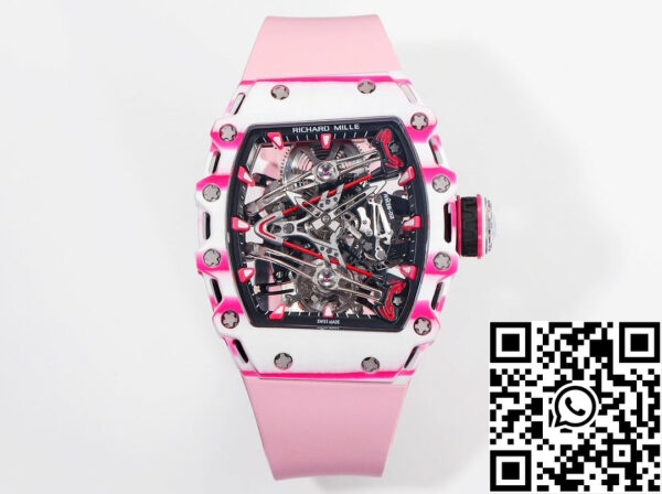 i1715077651 5510 2 Richard Mille Bubba Watson Tourbillon RM38-02 1:1 Best Edition Bracelete em borracha cor-de-rosa