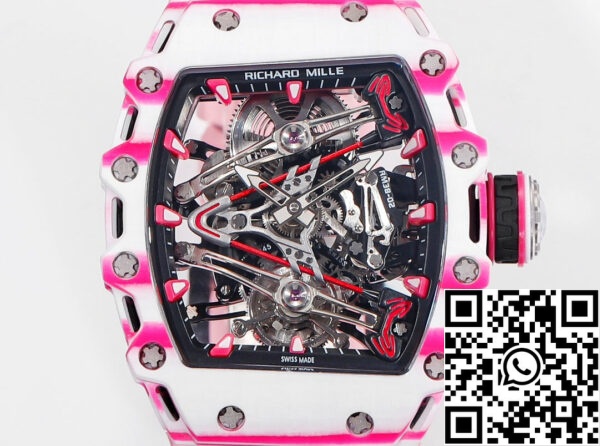 i1715077651 7294 8 Richard Mille Bubba Watson Tourbillon RM38-02 1:1 Best Edition vaaleanpunainen kumiranneke