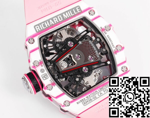 i1715077651 9108 3 Richard Mille Bubba Watson Tourbillon RM38-02 1:1 Best Edition Różowy gumowy pasek