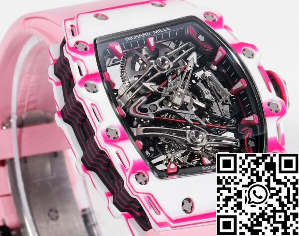 i1715077651 9711 0 Richard Mille Bubba Watson Tourbillon RM38-02 1:1 Best Edition Różowy gumowy pasek