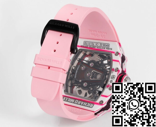 i1715077651 978 6 Richard Mille Bubba Watson Tourbillon RM38-02 1:1 Best Edition Bracelete em borracha cor-de-rosa