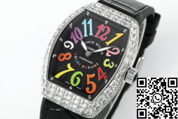 i1721446573 2653 8 Franck Muller V32 Női Yachting 1:1 Best Edition ABF Factory Square Diamond Gypsophila Fekete Gyűrűsfényű fekete