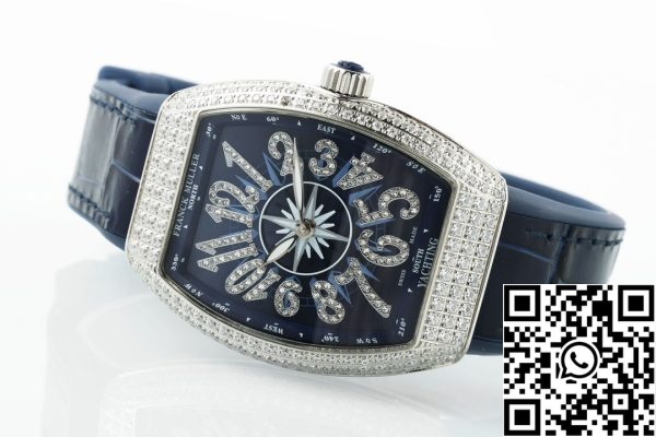 i1721446624 4745 6 Franck Muller V32 Yachting Mujer 1:1 Mejor Edición ABF Factory Diamante Cuadrado Azul Gypsophila