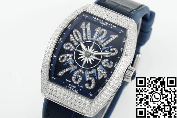 i1721446624 5703 3 Franck Muller V32 Yachting Mujer 1:1 Mejor Edición ABF Factory Diamante Cuadrado Azul Gypsophila