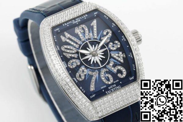 i1721446624 669 4 Franck Muller V32 Yachting Mujer 1:1 Mejor Edición ABF Factory Diamante Cuadrado Azul Gypsophila