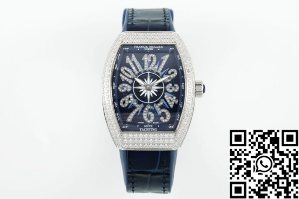 i1721446624 7819 5 Franck Muller V32 dames Yachting 1:1 Best Edition ABF Factory Square Diamond Gypsophila blauw