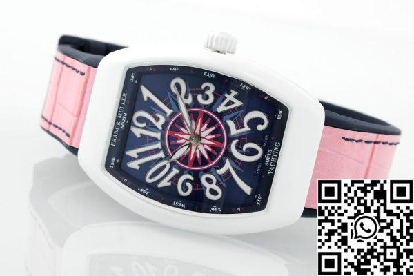 i1721446650 2190 4 Franck Muller V32 Γυναικείο Yachting 1:1 Best Edition ABF Factory Ροζ λουράκι από καουτσούκ