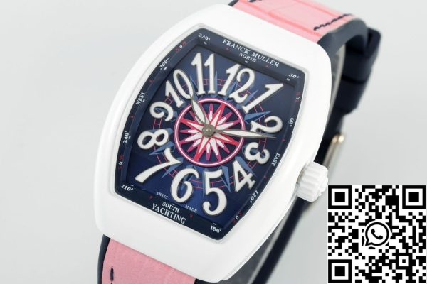 i1721446650 6427 2 Franck Muller V32 damski Yachting 1:1 Best Edition ABF Factory różowy gumowy pasek